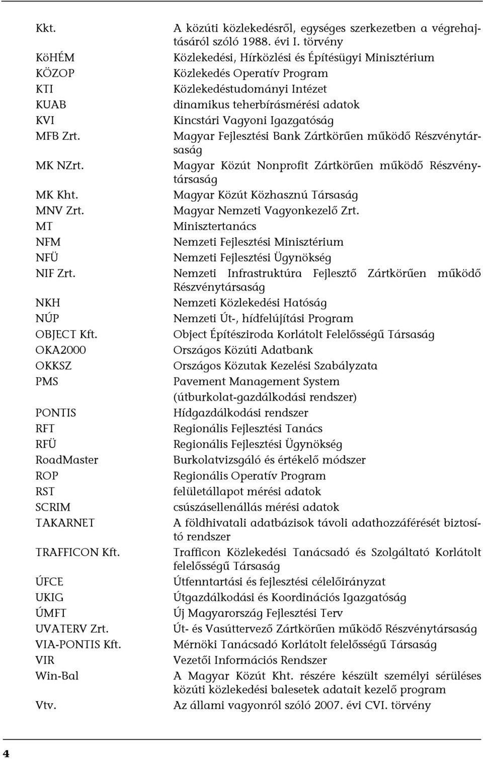 törvény Közlekedési, Hírközlési és Építésügyi Minisztérium Közlekedés Operatív Program Közlekedéstudományi Intézet dinamikus teherbírásmérési adatok Kincstári Vagyoni Igazgatóság Magyar Fejlesztési