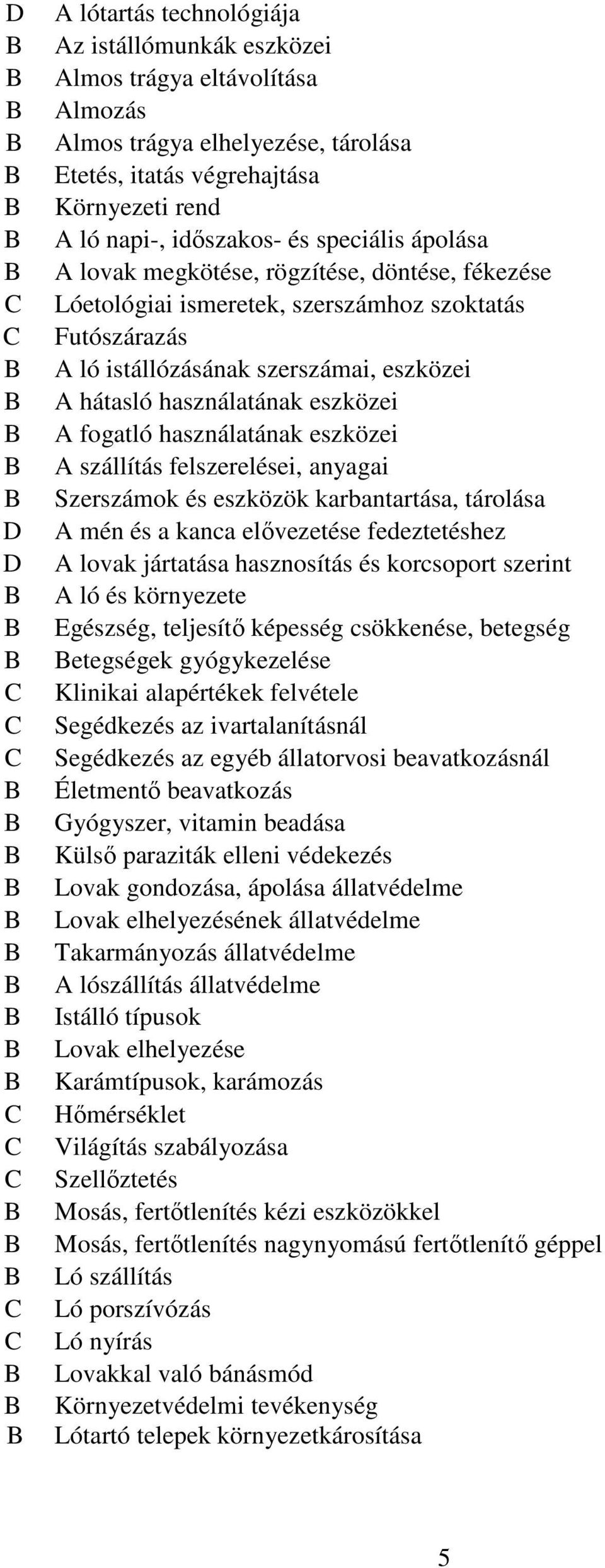 használatának eszközei A szállítás felszerelései, anyagai Szerszámok és eszközök karbantartása, tárolása A mén és a kanca elővezetése fedeztetéshez A lovak jártatása hasznosítás és korcsoport szerint