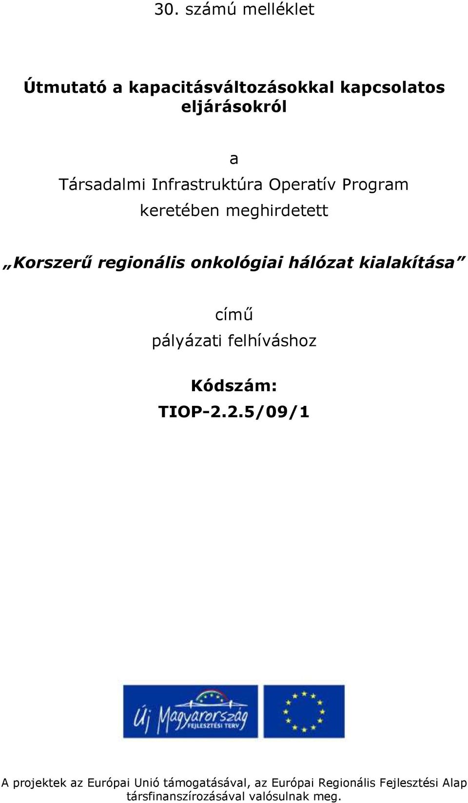 hálózat kialakítása címő pályázati felhíváshoz Kódszám: TIOP-5/09/1 A projektek az Európai