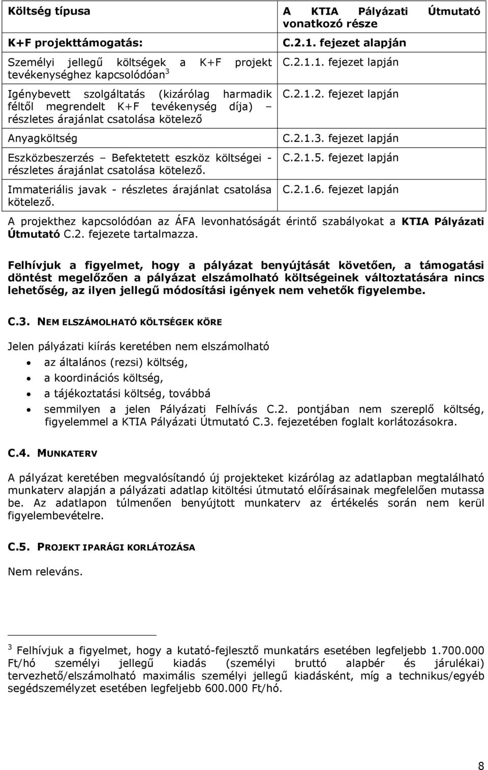 Immateriális javak - részletes árajánlat csatolása kötelező. C.2.1. fejezet alapján C.2.1.1. fejezet lapján C.2.1.2. fejezet lapján C.2.1.3. fejezet lapján C.2.1.5. fejezet lapján C.2.1.6.