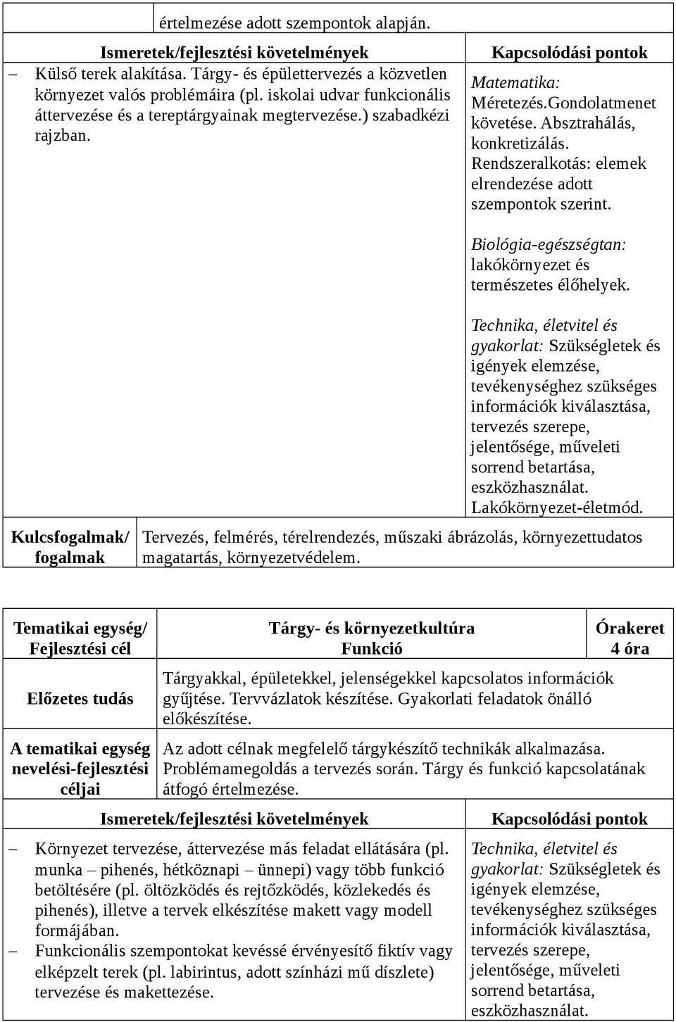 Rendszeralkotás: elemek elrendezése adott szempontok szerint. Biológia-egészségtan: lakókörnyezet és természetes élőhelyek.