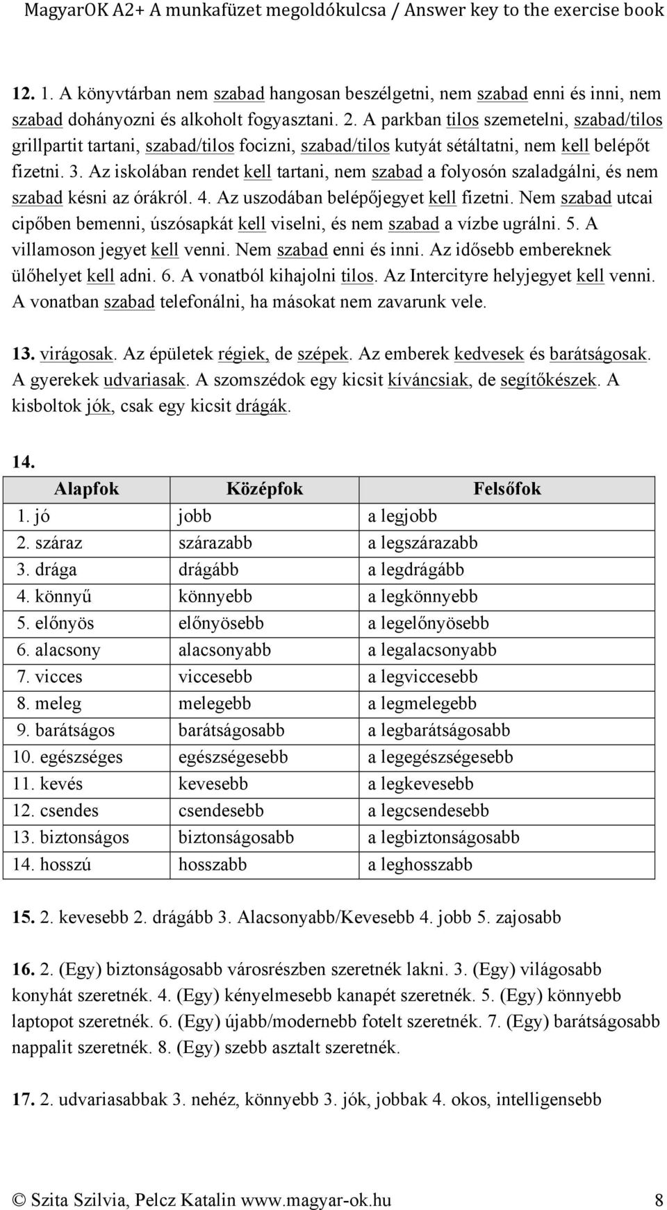 Az iskolában rendet kell tartani, nem szabad a folyosón szaladgálni, és nem szabad késni az órákról. 4. Az uszodában belépőjegyet kell fizetni.