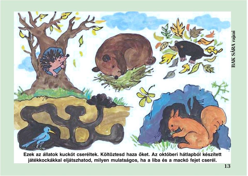 Az októberi hátlapból készített játékkockákkal