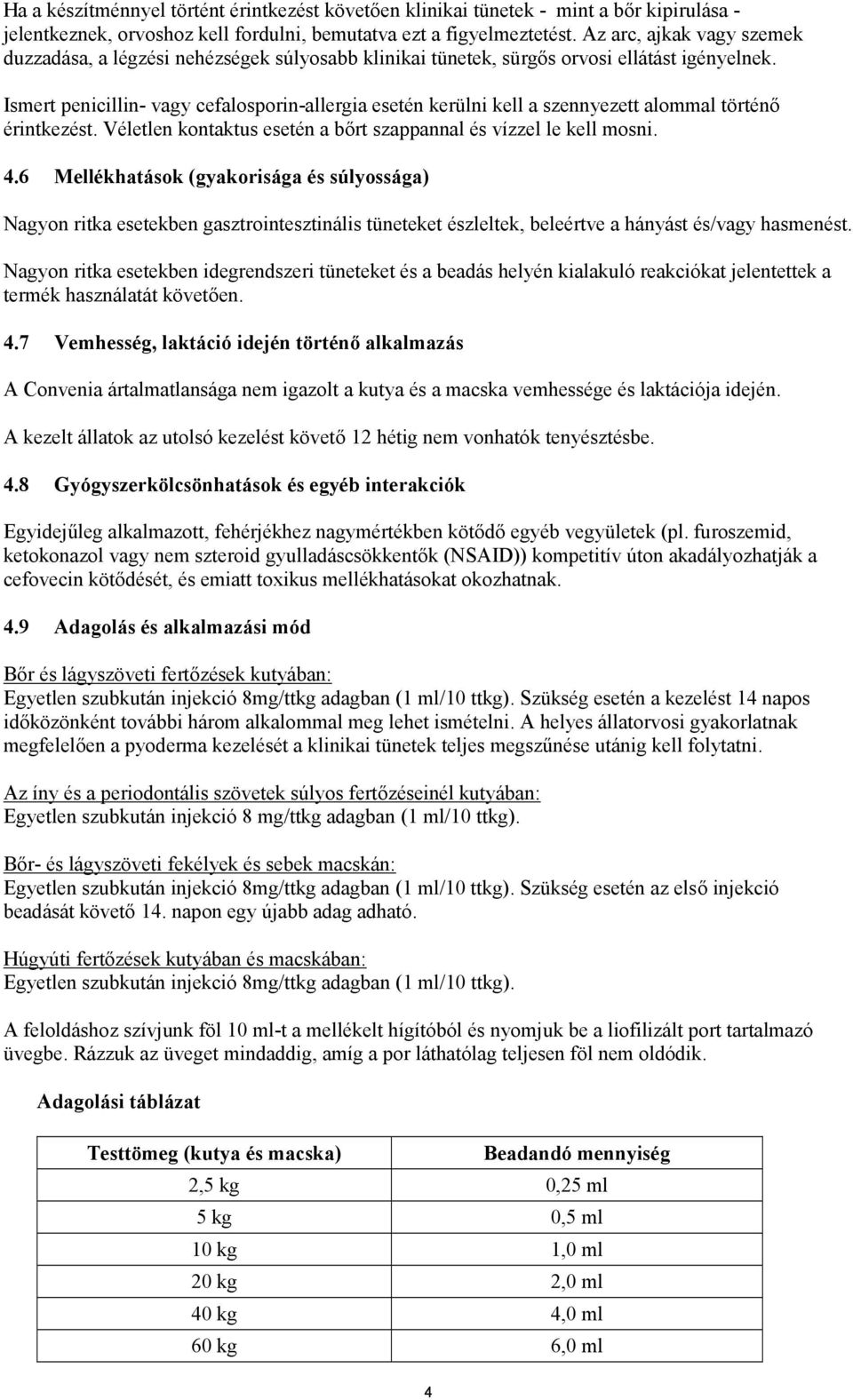 Ismert penicillin- vagy cefalosporin-allergia esetén kerülni kell a szennyezett alommal történő érintkezést. Véletlen kontaktus esetén a bőrt szappannal és vízzel le kell mosni. 4.