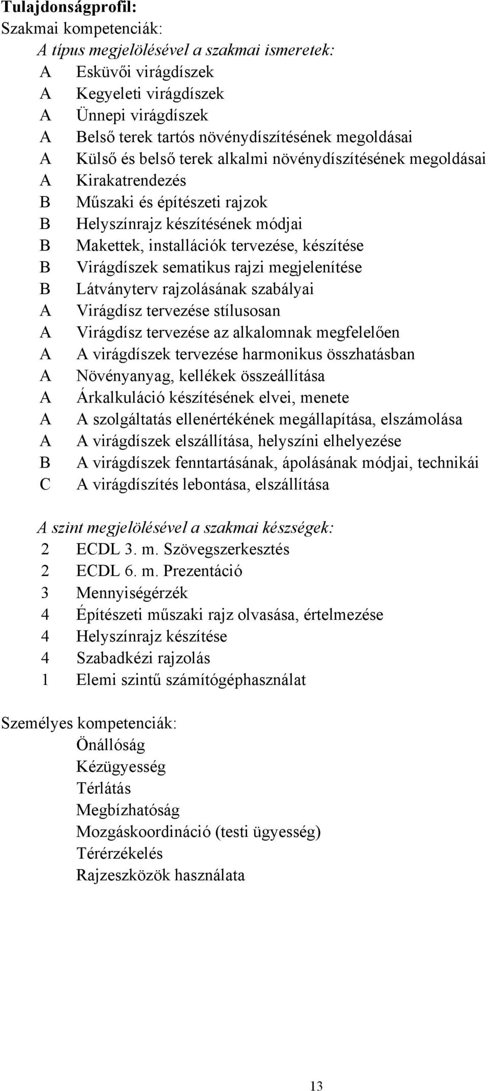 készítése B Virágdíszek sematikus rajzi megjelenítése B Látványterv rajzolásának szabályai A Virágdísz tervezése stílusosan A Virágdísz tervezése az alkalomnak megfelelően A A virágdíszek tervezése