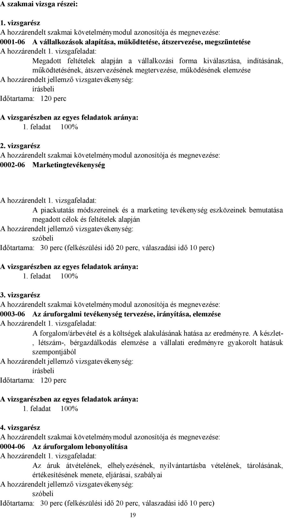 vizsgatevékenység: írásbeli Időtartama: 120 perc A vizsgarészben az egyes feladatok aránya: 1. feladat 100% 2.