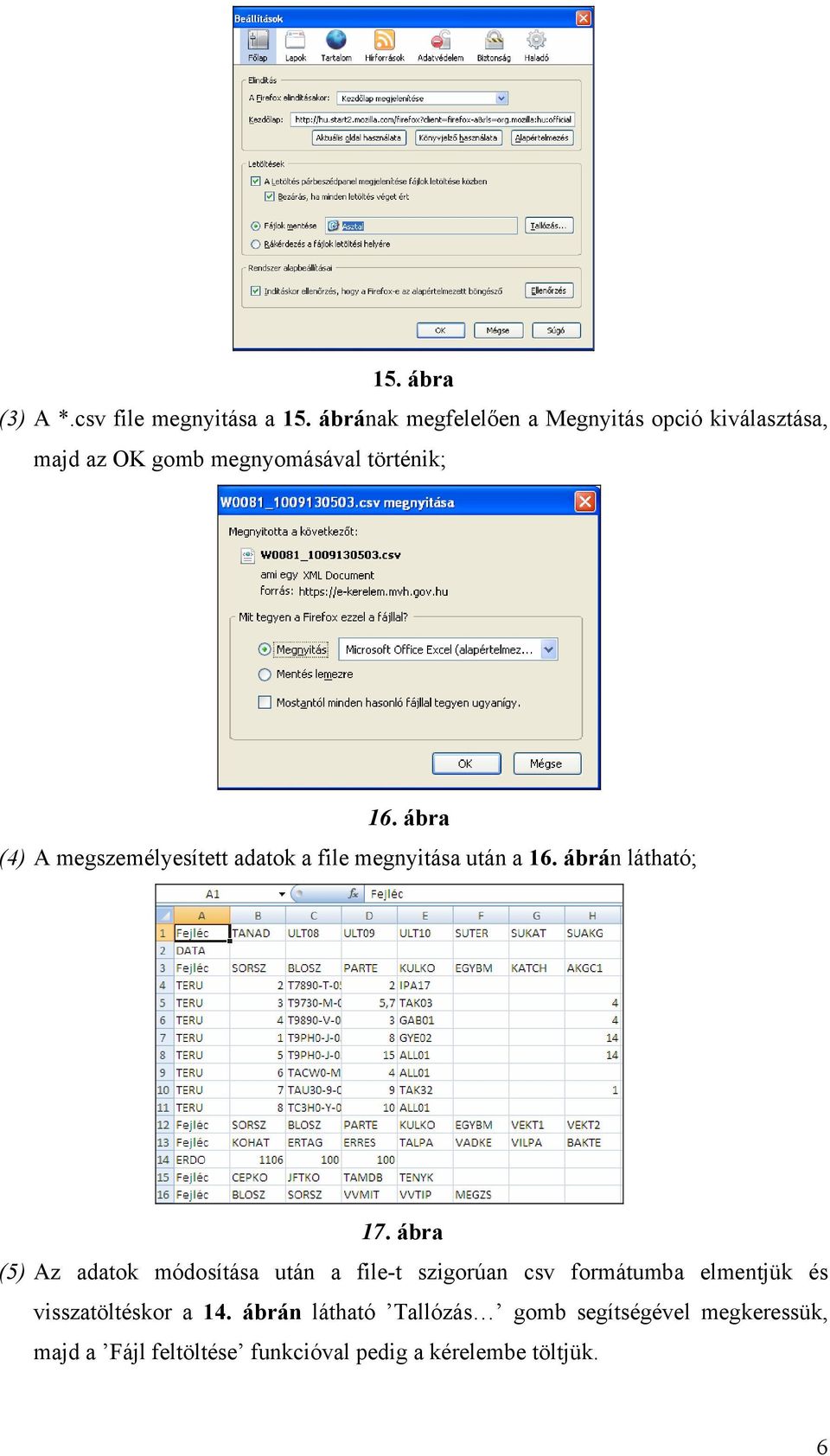 ábra (4) A megszemélyesített adatok a file megnyitása után a 16. ábrán látható; 17.