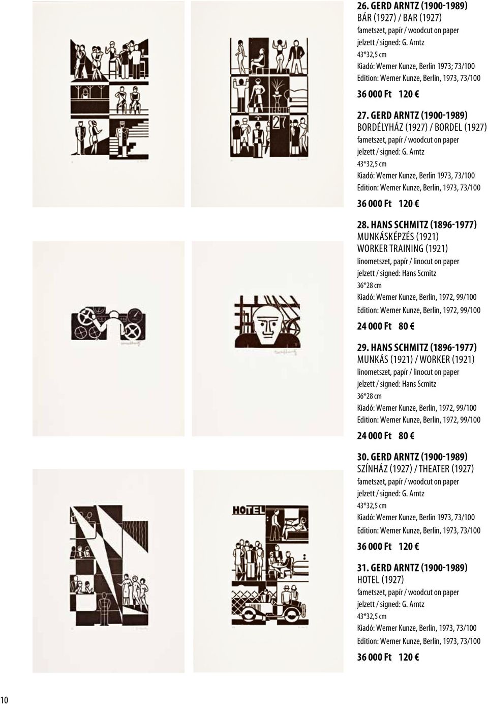 Gerd Arntz (1900-1989) Bordélyház (1927) / Bordel (1927) fametszet, papír / woodcut on paper jelzett / signed: G.