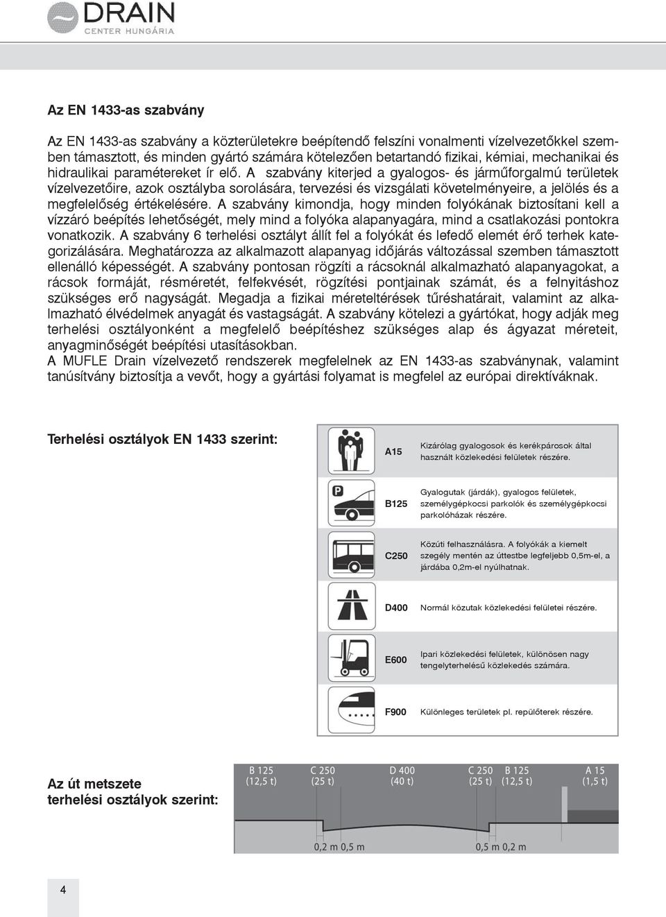 A szabvány kiterjed a gyalogos- és járműforgalmú területek vízelvezetőire, azok osztályba sorolására, tervezési és vizsgálati követelményeire, a jelölés és a megfelelőség értékelésére.