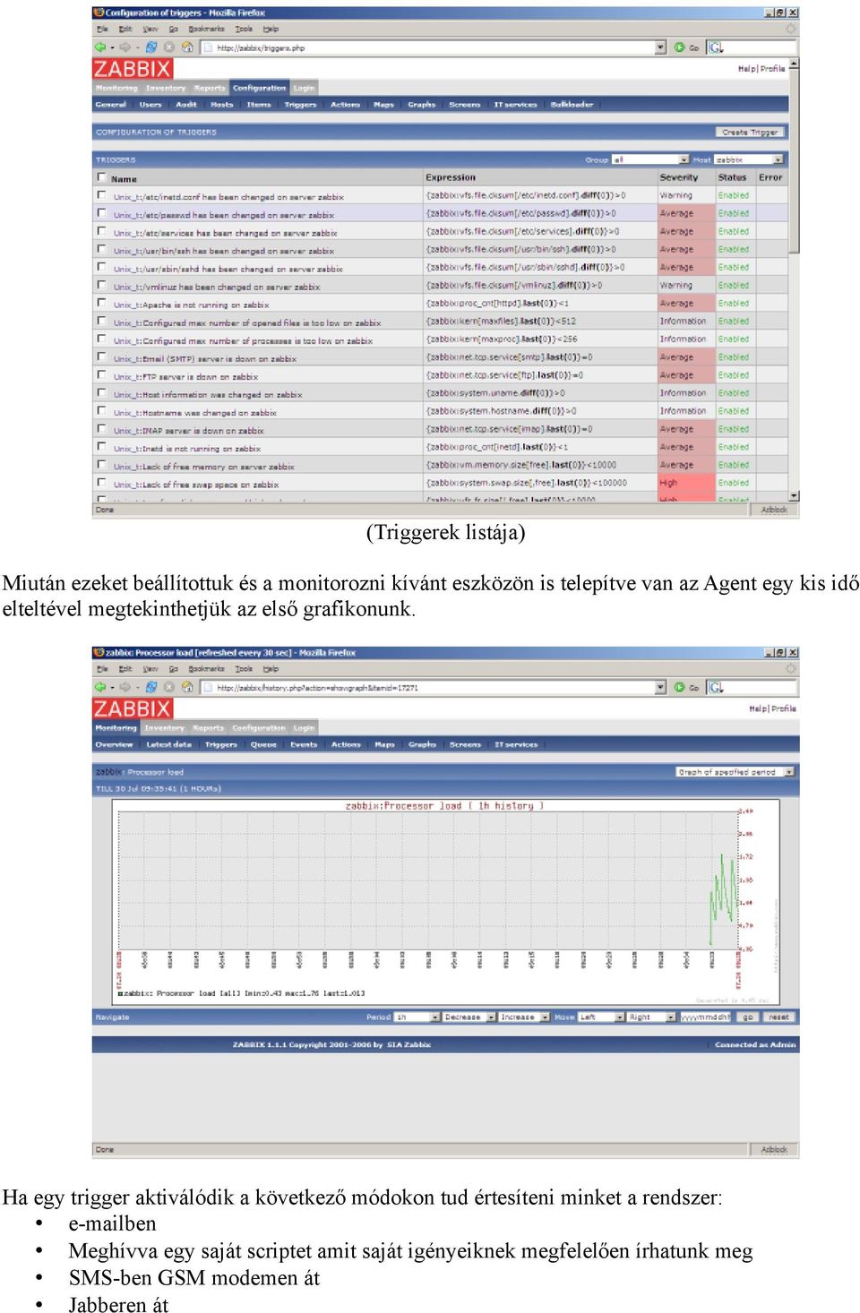 Ha egy trigger aktiválódik a következő módokon tud értesíteni minket a rendszer: e-mailben