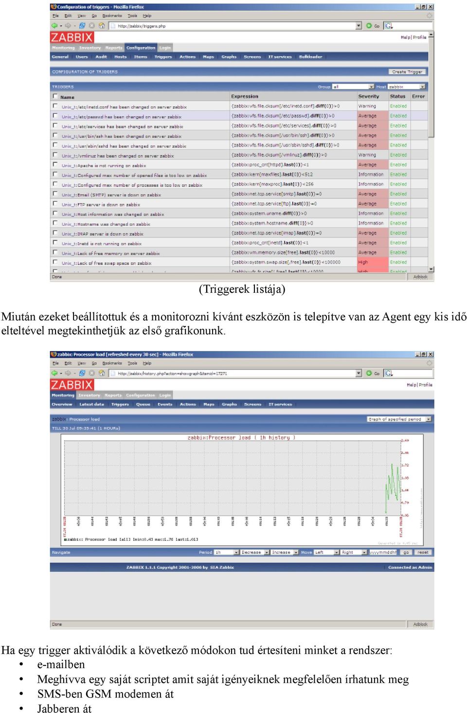 Ha egy trigger aktiválódik a következő módokon tud értesíteni minket a rendszer: e-mailben