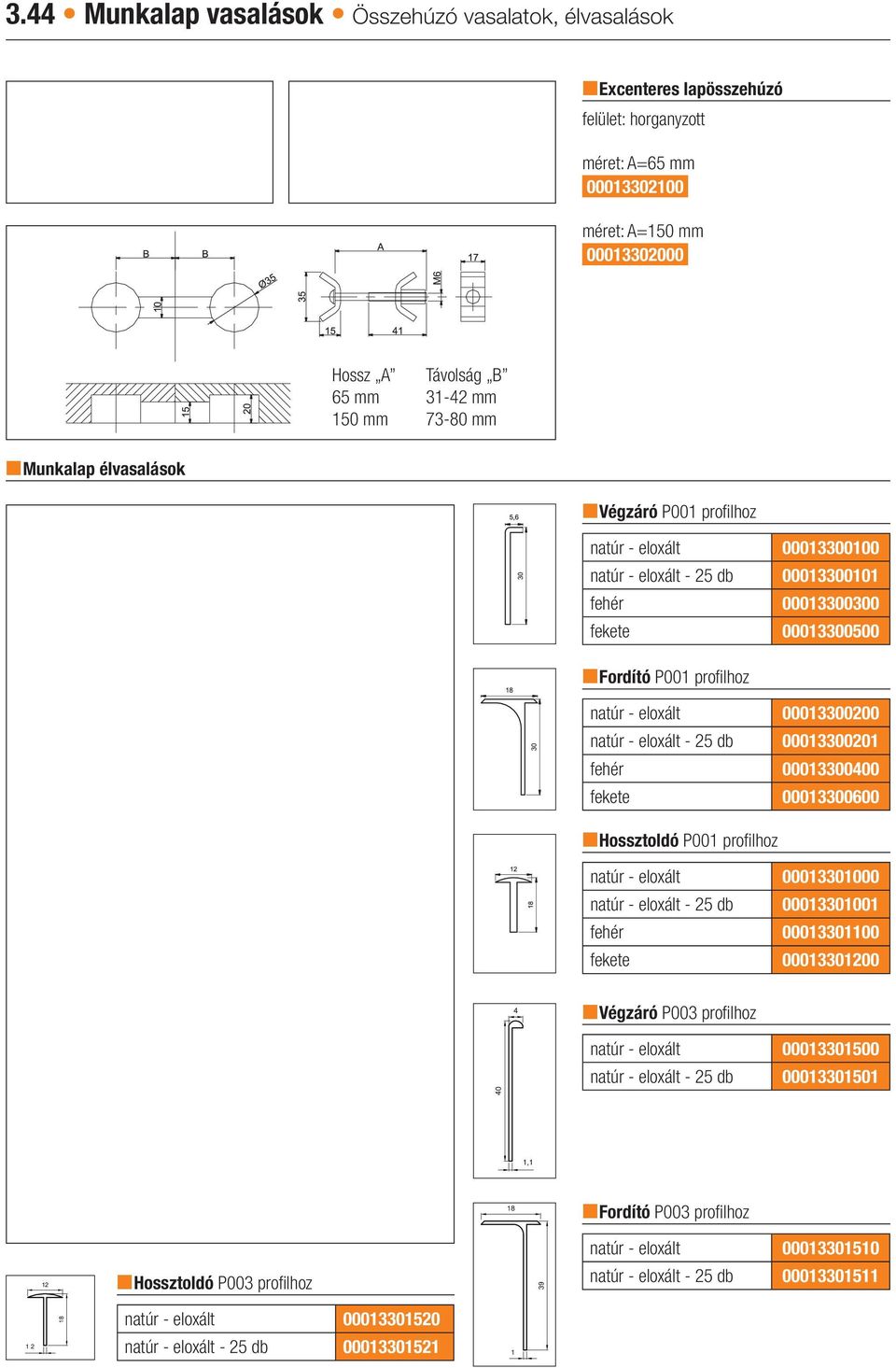 00013300200 natúr - eloxált - 25 db 00013300201 00013300400 fekete 00013300600 nhossztoldó P001 profilhoz natúr - eloxált 00013301000 natúr - eloxált - 25 db 00013301001 00013301100 fekete 000133000