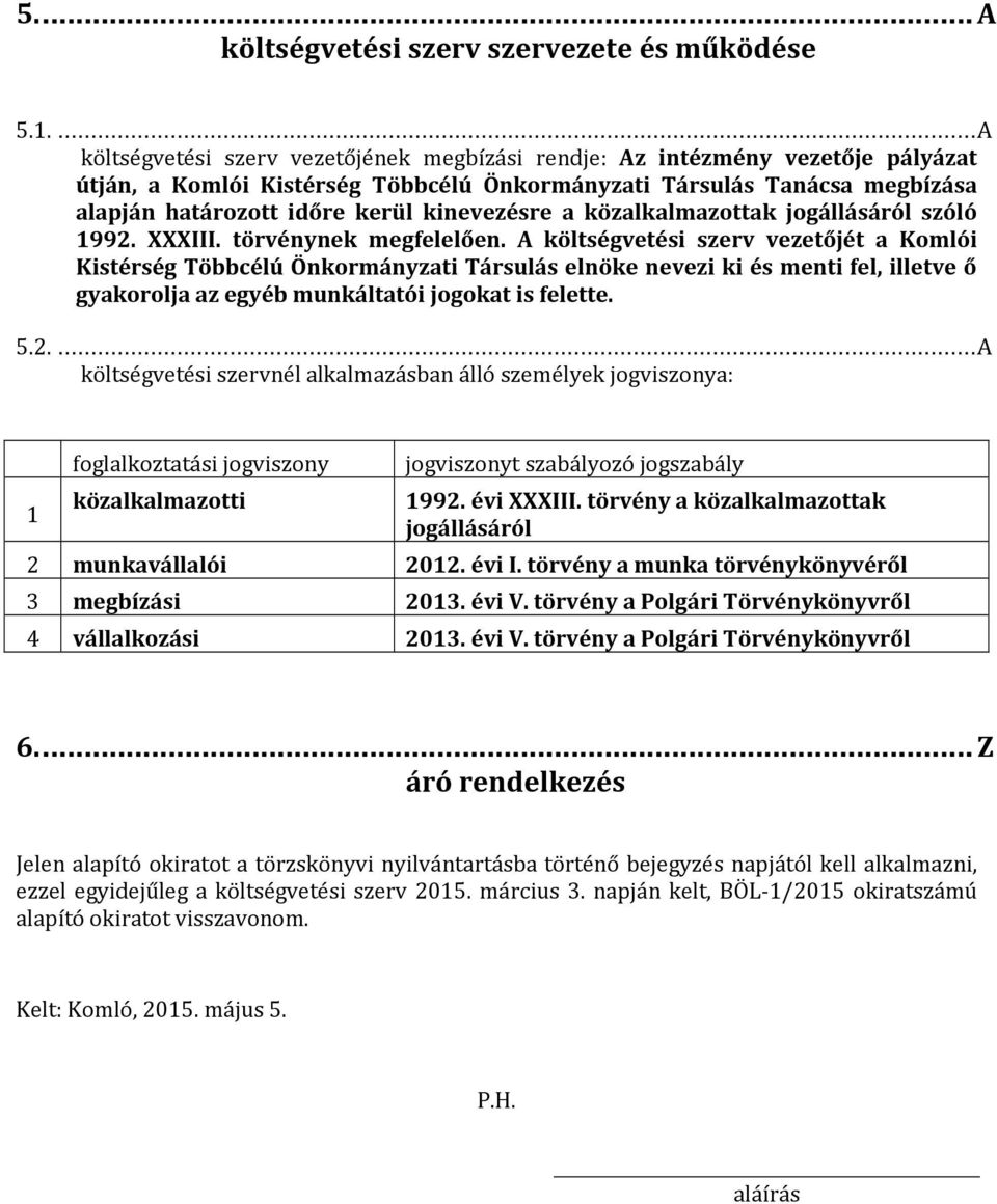 kinevezésre a közalkalmazottak jogállásáról szóló 1992. XXXIII. törvénynek megfelelően.