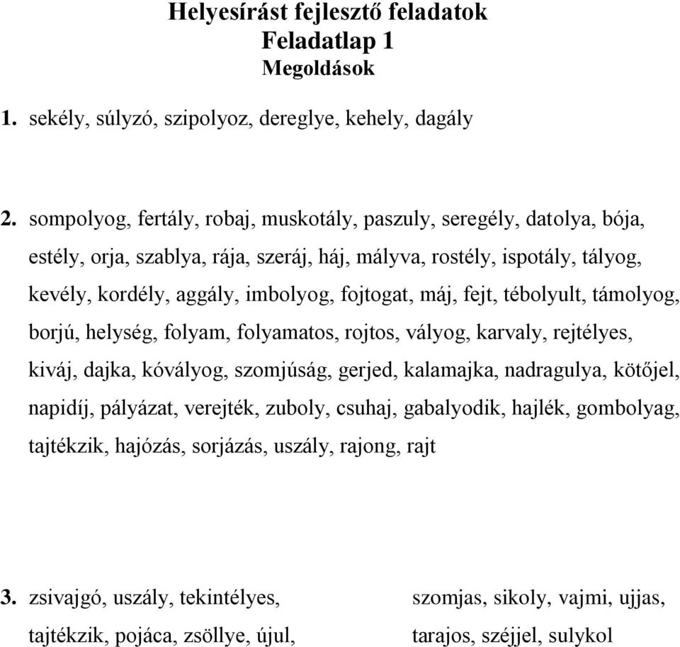 Helyesírást fejlesztő feladatok Feladatlap 1 - PDF Ingyenes letöltés