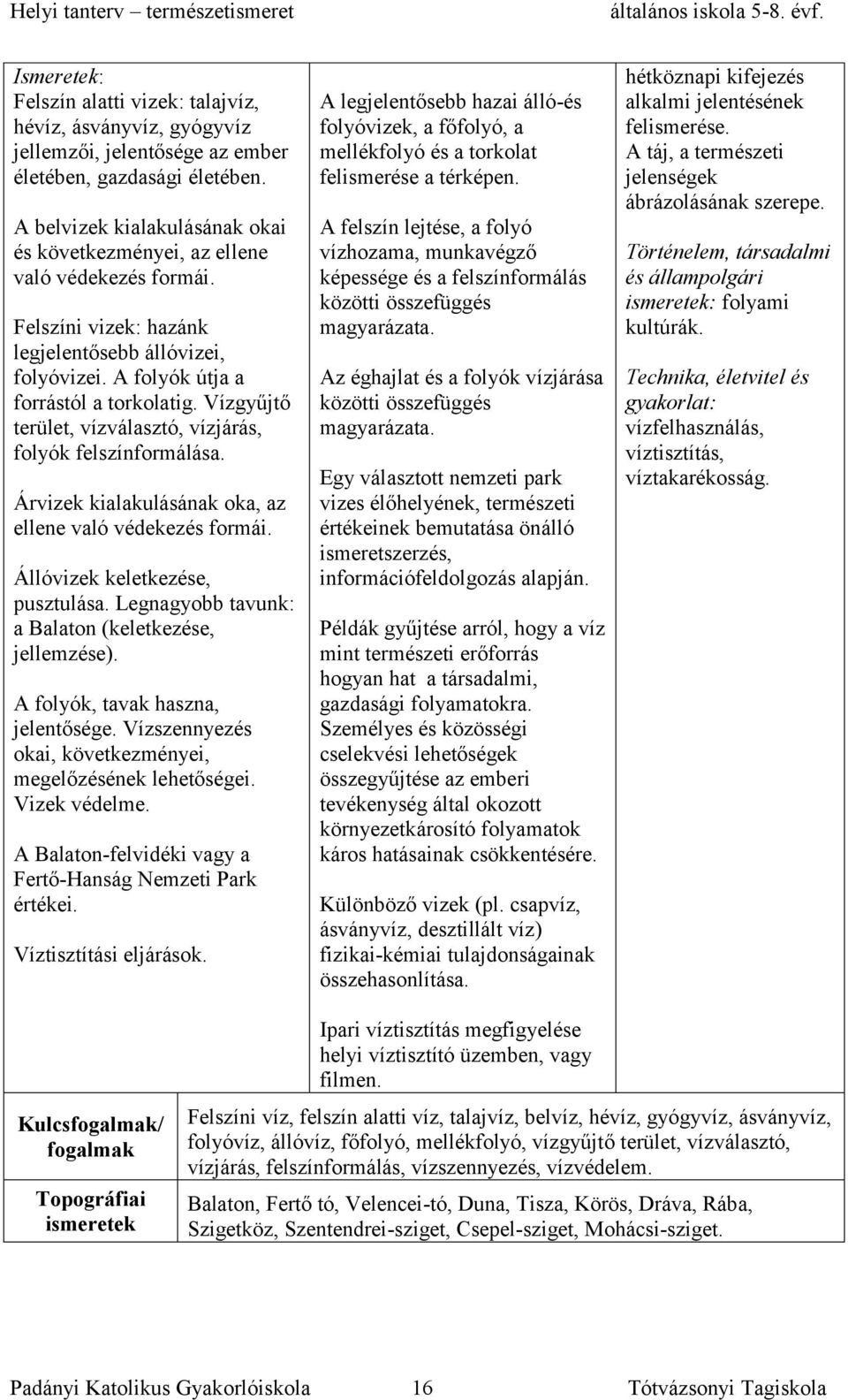 Vízgyűjtő terület, vízválasztó, vízjárás, folyók felszínformálása. Árvizek kialakulásának oka, az ellene való védekezés formái. Állóvizek keletkezése, pusztulása.