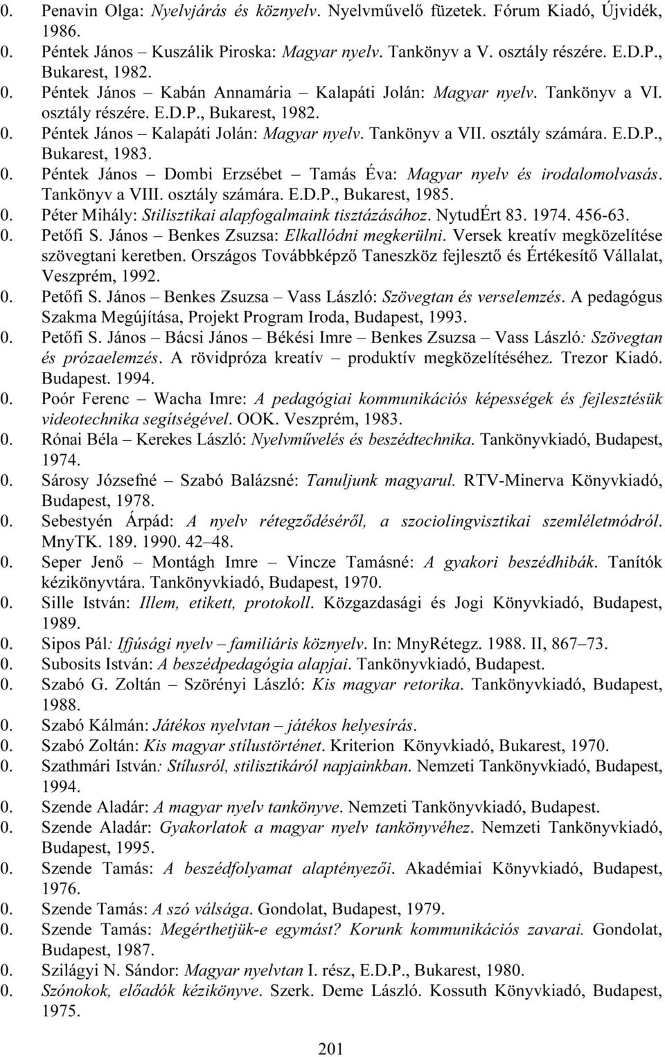 Tankönyv a VIII. osztály számára. E.D.P., Bukarest, 1985. 0. Péter Mihály: Stilisztikai alapfogalmaink tisztázásához. NytudÉrt 83. 1974. 456-63. 0. Petőfi S.