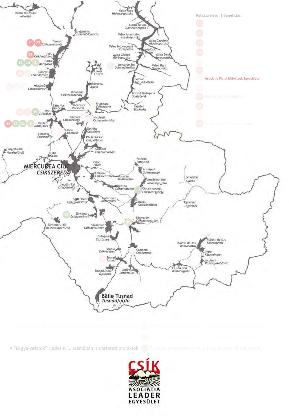 Csíkszentdomokos község / Comuna Sândominic Asociația Fiatal Művészek Egyesülete 31 20 7 32 Madéfalva község / Comuna Siculeni 32 34 26 15 22 21 8 12 29 3 11 33 34 35 36 Csíki tej KK / Csíki tej S.R.