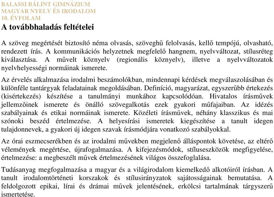 Az érvelés alkalmazása irodalmi beszámolókban, mindennapi kérdések megválaszolásában és különféle tantárgyak feladatainak megoldásában.