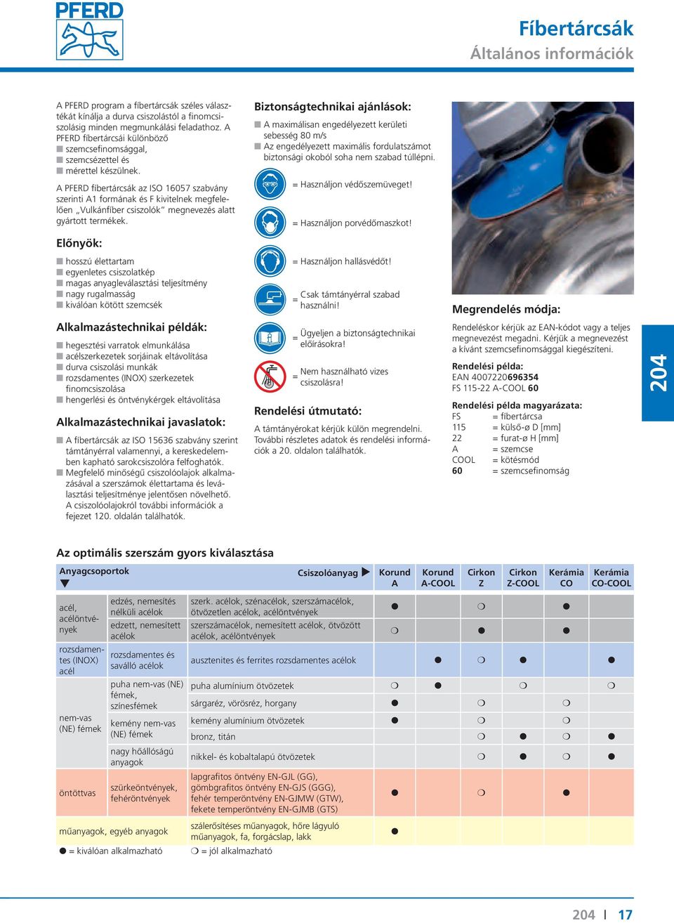 A PFER fíbertárcsák az ISO 16057 szabvány szerinti A1 formának és F kivitelnek megfelelően Vulkánfíber csiszolók megnevezés alatt gyártott termékek.