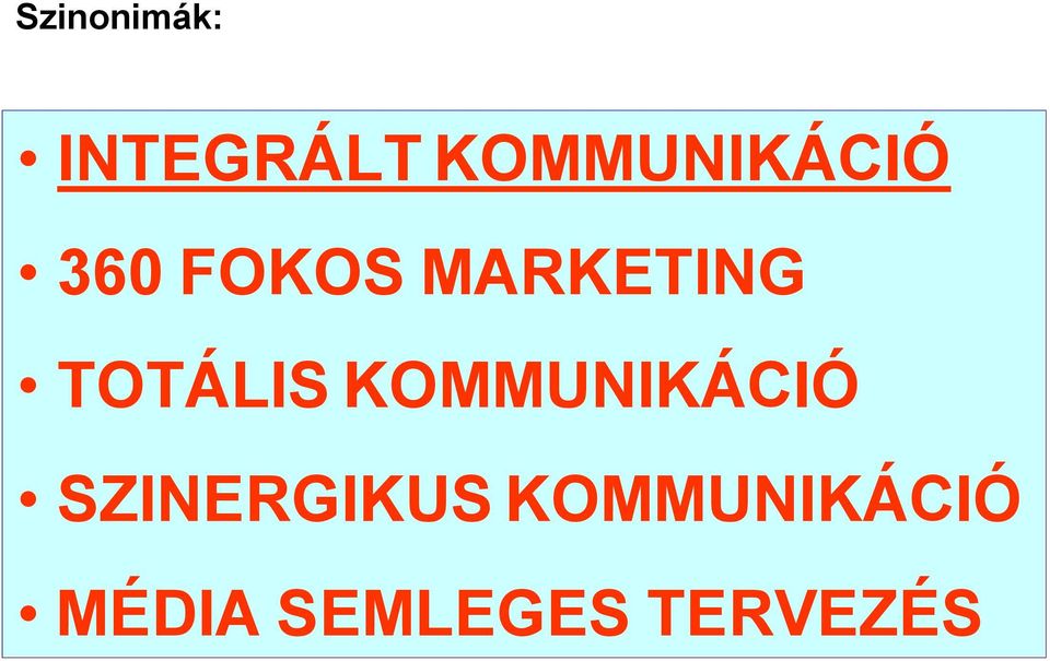 TOTÁLISKOMMUNIKÁCIÓ KOMMUNIKÁCIÓ SZINERGIKUS