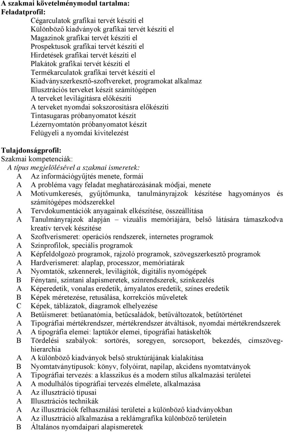 Illusztrációs terveket készít számítógépen terveket levilágításra előkészíti terveket nyomdai sokszorosításra előkészíti Tintasugaras próbanyomatot készít Lézernyomtatón próbanyomatot készít