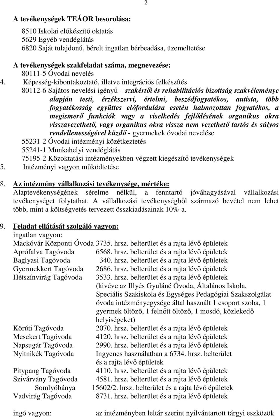 Képesség-kibontakoztató, illetve integrációs felkészítés 80112-6 Sajátos nevelési igényő szakértıi és rehabilitációs bizottság szakvéleménye alapján testi, érzékszervi, értelmi, beszédfogyatékos,