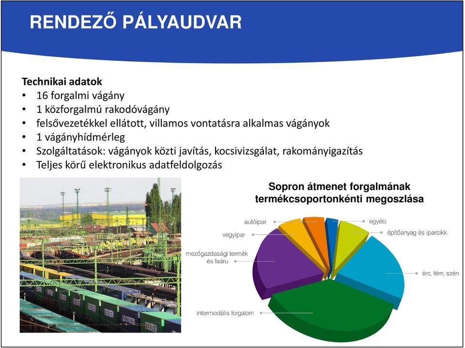 Szolgáltatások: vágányok közti javítás, kocsivizsgálat, rakományigazítás Teljes