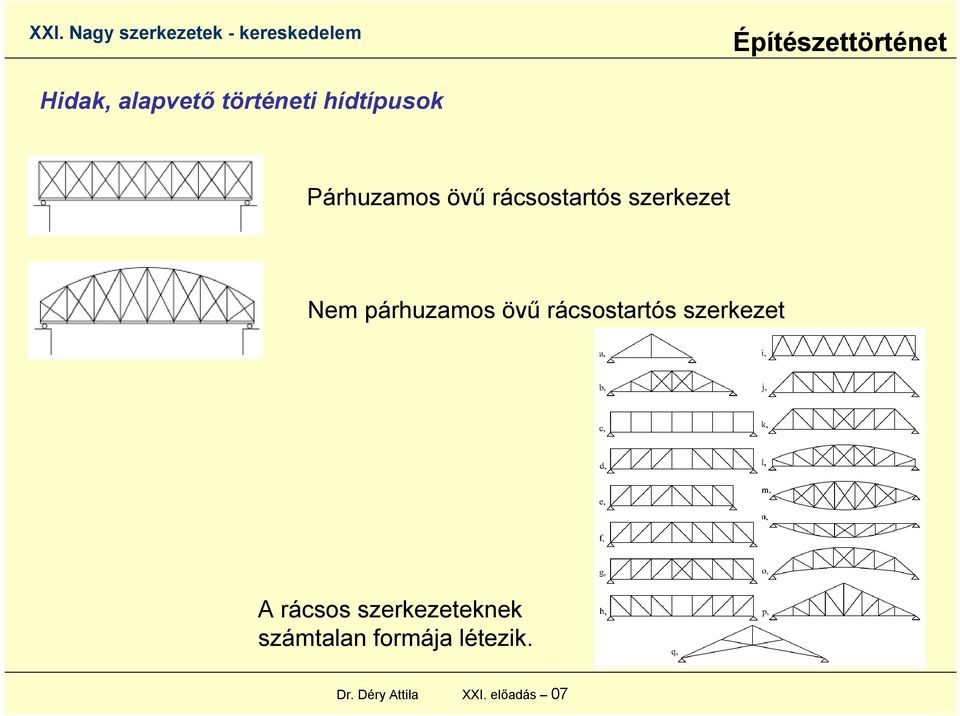 párhuzamos övű rácsostartós szerkezet A rácsos