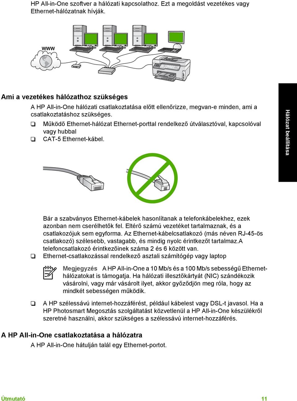 Működő Ethernet-hálózat Ethernet-porttal rendelkező útválasztóval, kapcsolóval vagy hubbal CAT-5 Ethernet-kábel.