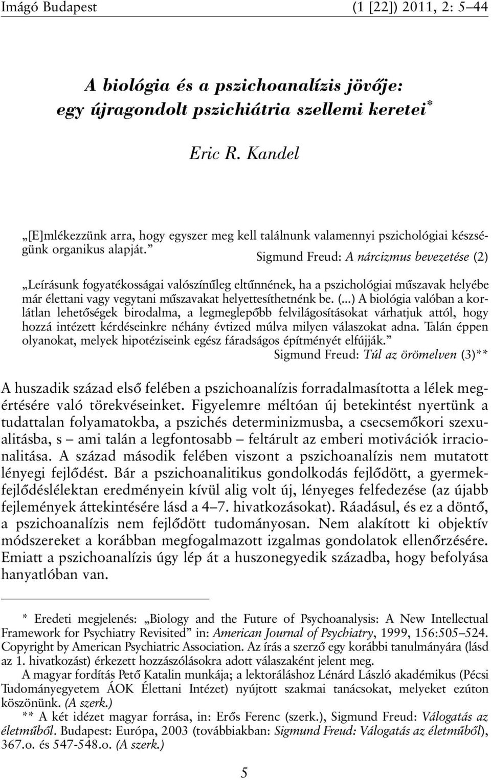 Sigmund Freud: A nárcizmus bevezetése (2