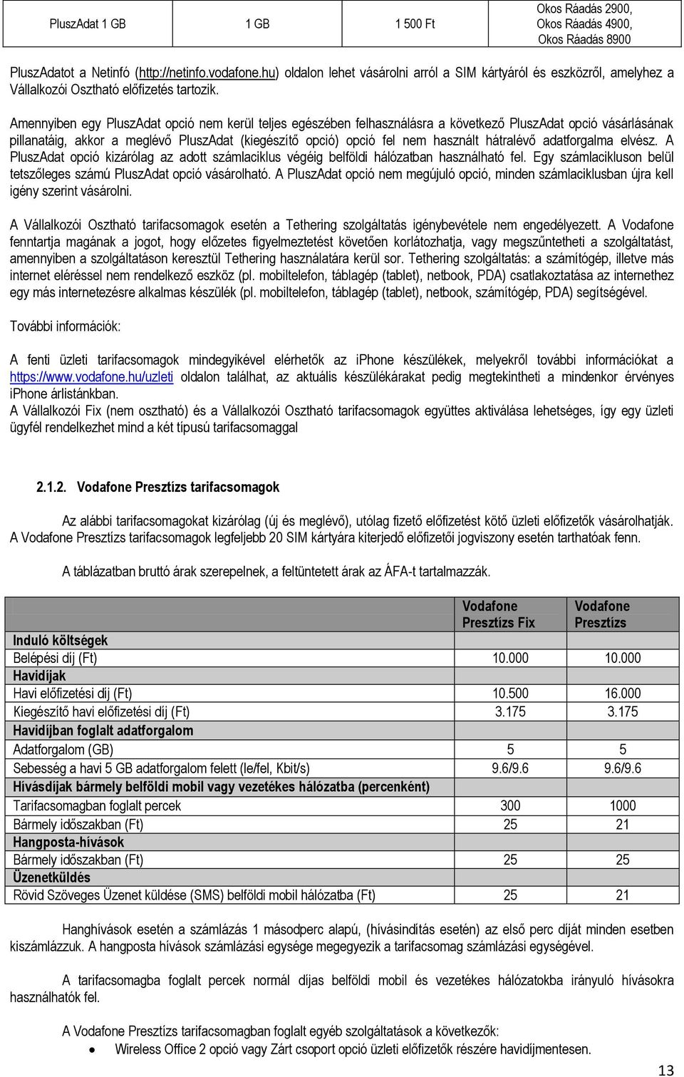 Amennyiben egy PluszAdat opció nem kerül teljes egészében felhasználásra a következő PluszAdat opció vásárlásának pillanatáig, akkor a meglévő PluszAdat (kiegészítő opció) opció fel nem használt