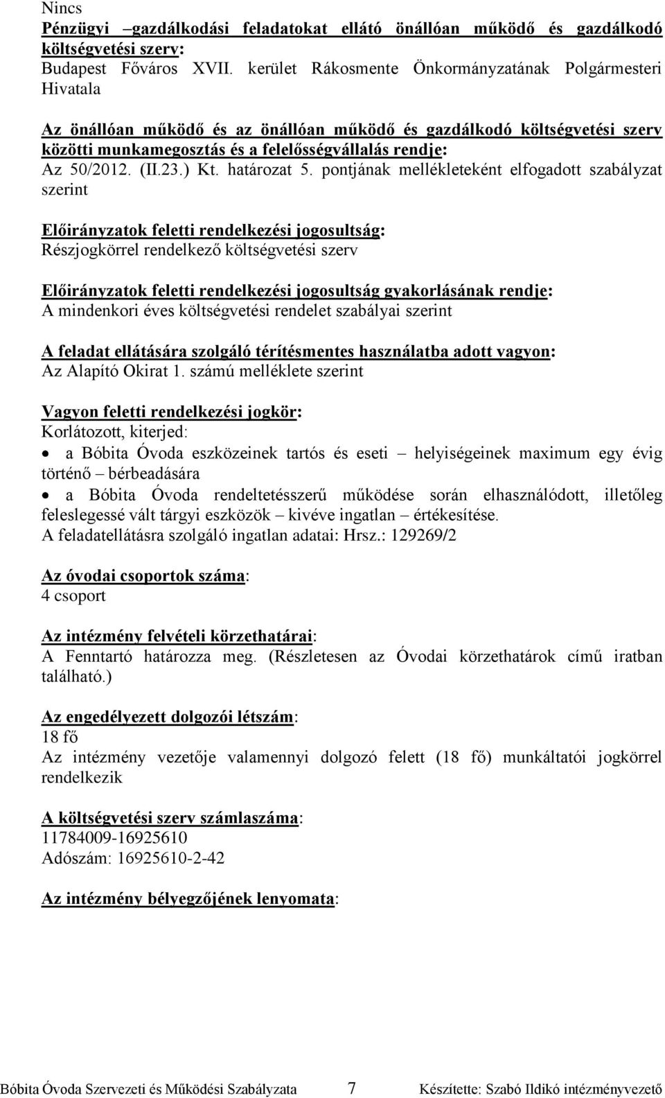 (II.23.) Kt. határozat 5.