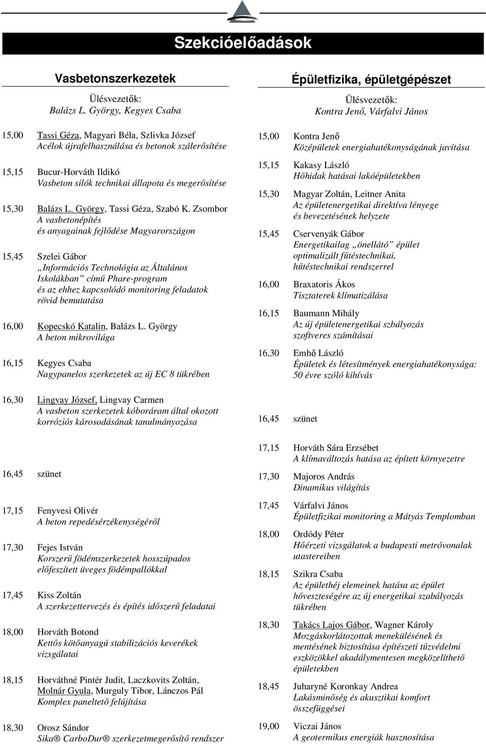 15,30 Balázs L. György, Tassi Géza, Szabó K.