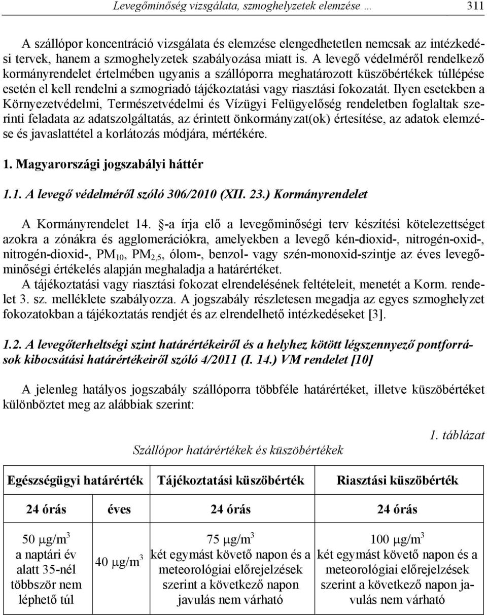 Ilyen esetekben a Környezetvédelmi, Természetvédelmi és Vízügyi Felügyelőség rendeletben foglaltak szerinti feladata az adatszolgáltatás, az érintett önkormányzat(ok) értesítése, az adatok elemzése