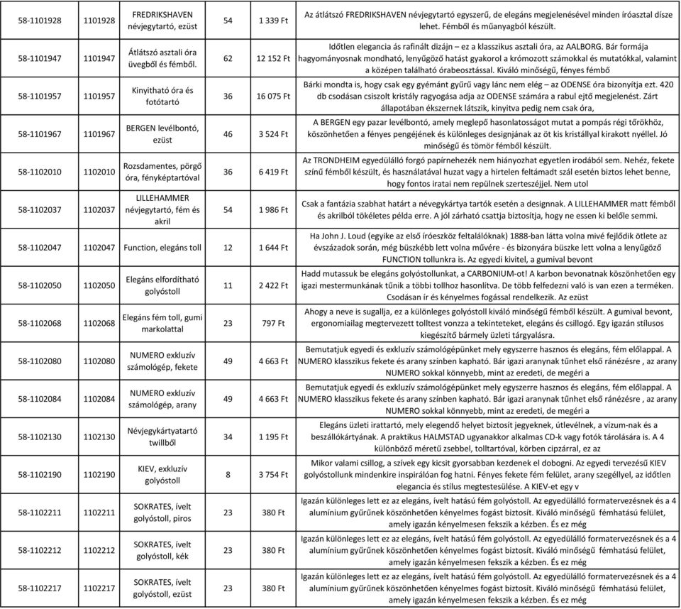 Kinyitható óra és fotótartó BERGEN levélbontó, ezüst Rozsdamentes, pörgő óra, fényképtartóval LILLEHAMMER névjegytartó, fém és akril 62 12 152 Ft 36 16 075 Ft 46 3 524 Ft 36 6 419 Ft 54 1 986 Ft