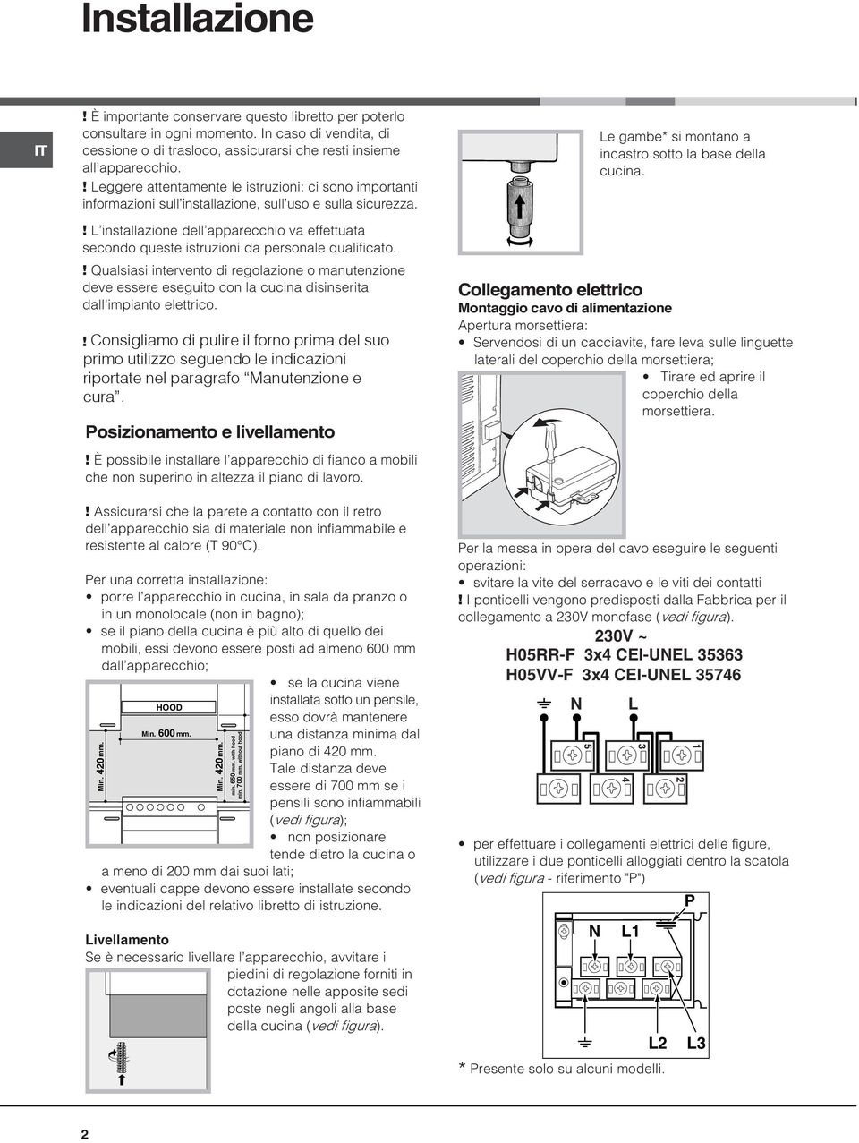! L installazione dell apparecchio va effettuata secondo queste istruzioni da personale qualificato.