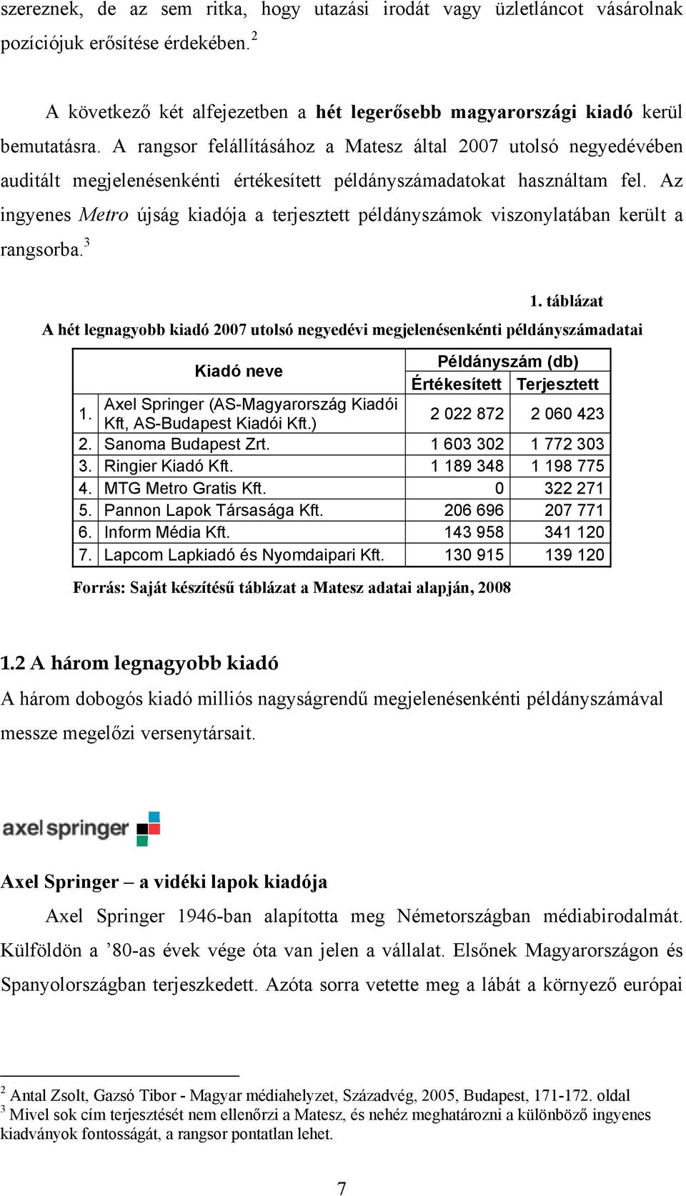 Az ingyenes Metro újság kiadója a terjesztett példányszámok viszonylatában került a rangsorba. 3 1.