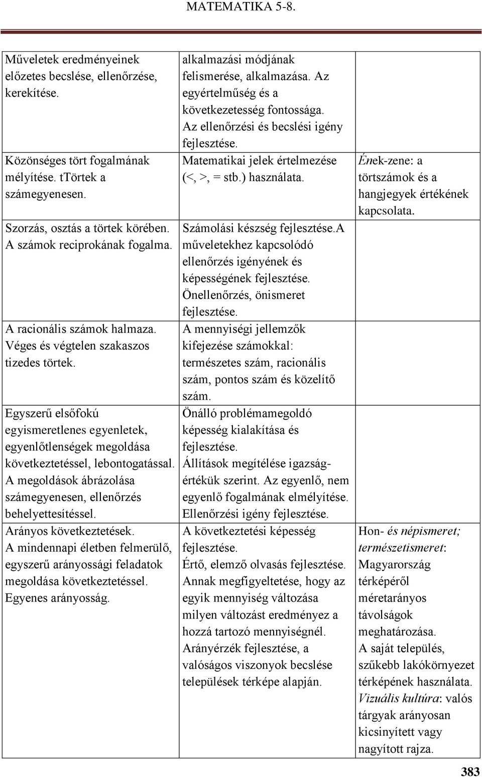 A megoldások ábrázolása számegyenesen, ellenőrzés behelyettesítéssel. Arányos következtetések. A mindennapi életben felmerülő, egyszerű arányossági feladatok megoldása következtetéssel.