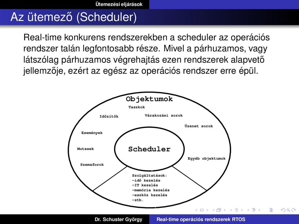 Mivel a párhuzamos, vagy látszólag párhuzamos végrehajtás ezen rendszerek alapvető jellemzője, ezért az egész az