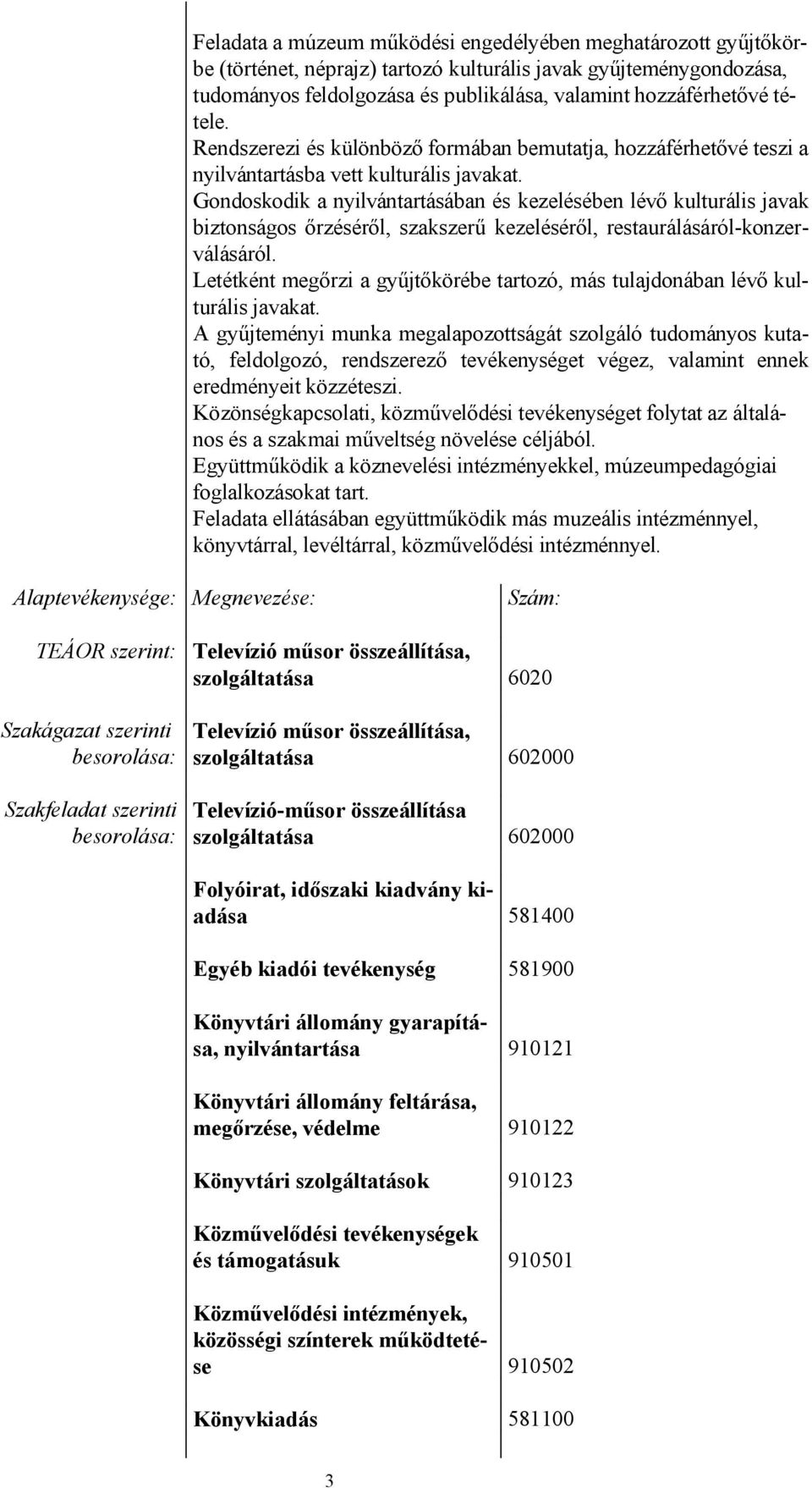 Gondoskodik a nyilvántartásában és kezelésében lévő kulturális javak biztonságos őrzéséről, szakszerű kezeléséről, restaurálásáról-konzerválásáról.