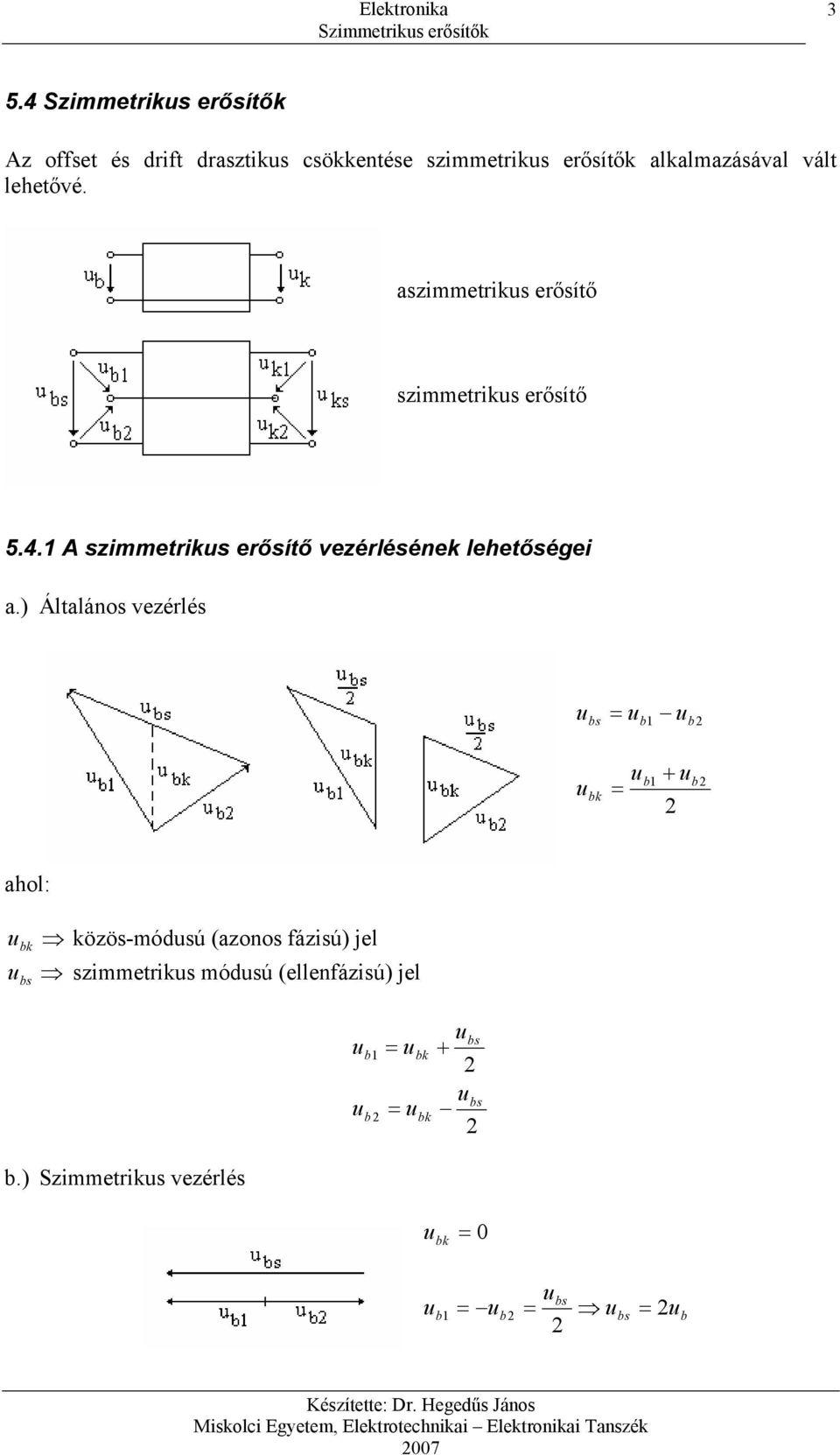 5. Aszimmetrikus és szimmetrikus erősítők - PDF Ingyenes letöltés