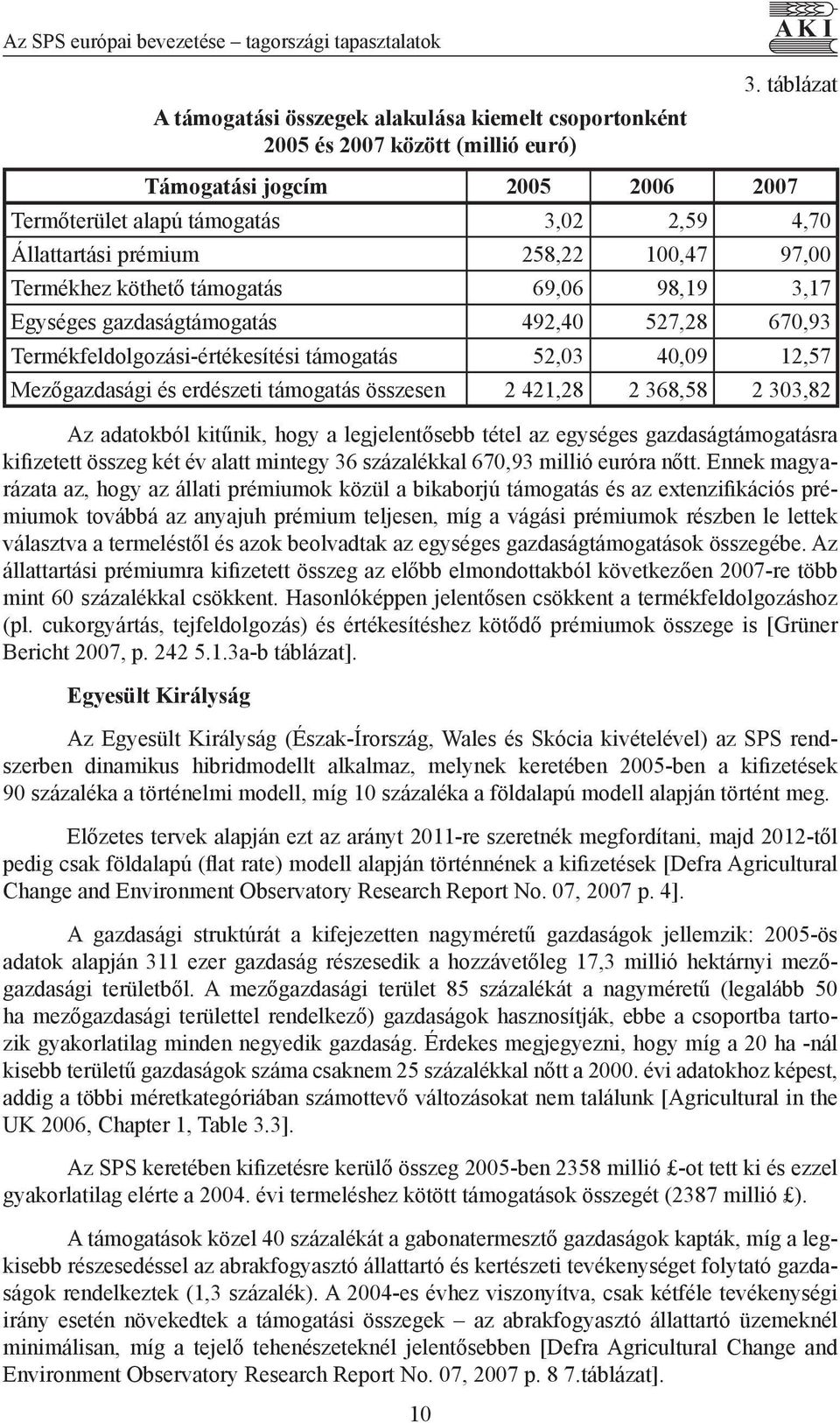 492,40 527,28 670,93 Termékfeldolgozási-értékesítési támogatás 52,03 40,09 12,57 Mezőgazdasági és erdészeti támogatás összesen 2 421,28 2 368,58 2 303,82 Az adatokból kitűnik, hogy a legjelentősebb
