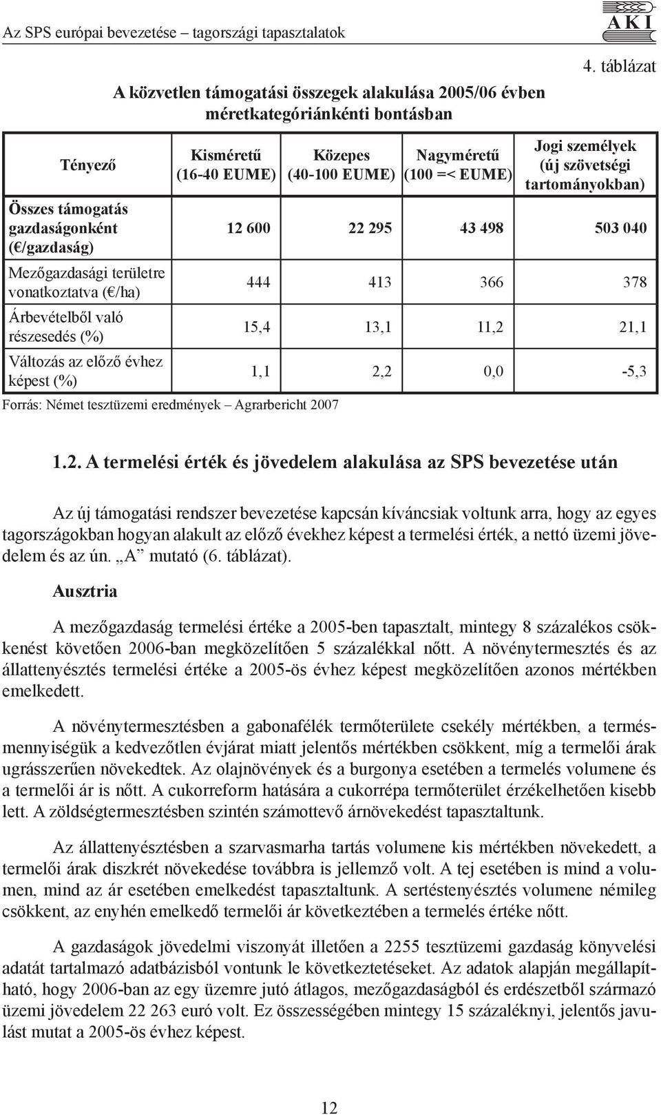 (40-100 EUME) Nagyméretű (100 =< EUME) 4. táblázat Jogi személyek (új szövetségi tartományokban) 12 
