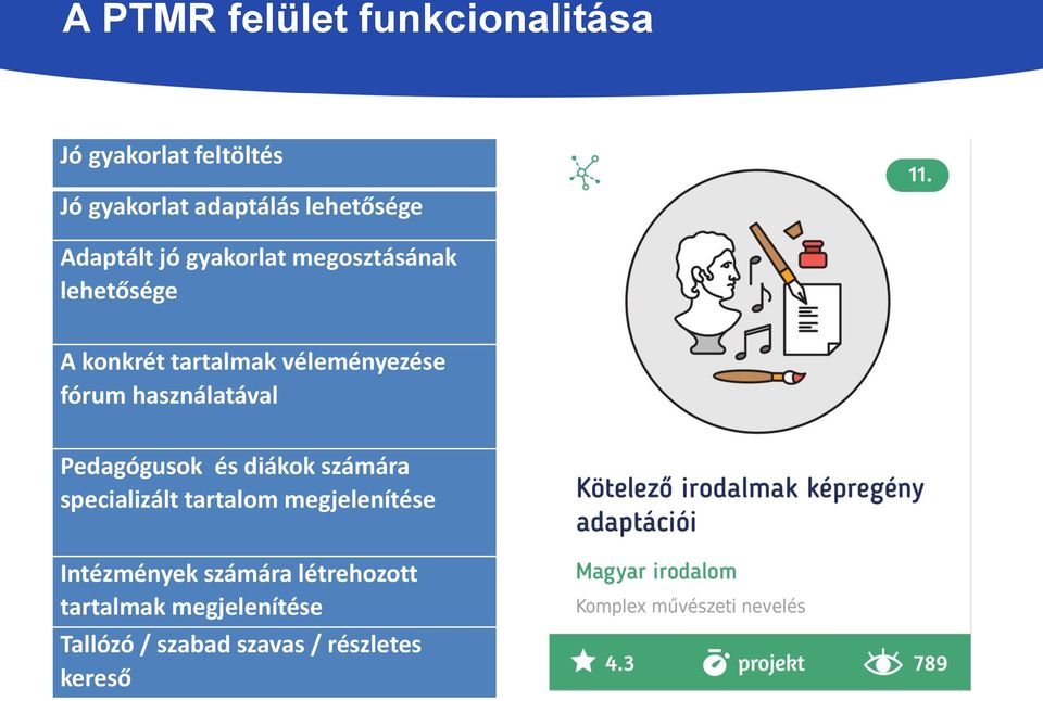 használatával Pedagógusok és diákok számára specializált tartalom megjelenítése