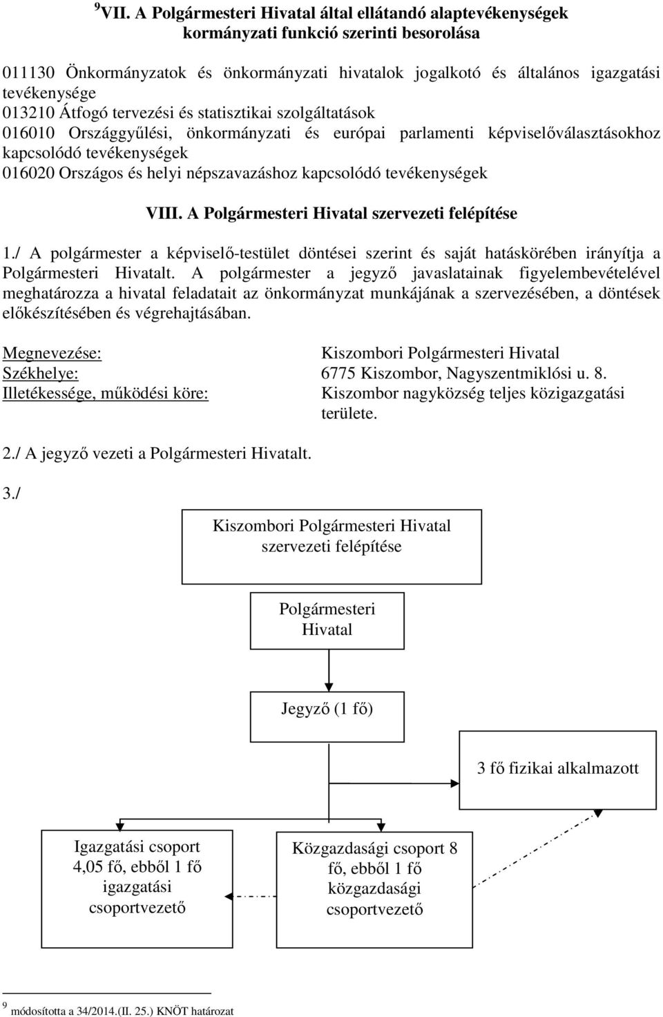 013210 Átfogó tervezési és statisztikai szolgáltatások 016010 Országgyűlési, önkormányzati és európai parlamenti képviselőválasztásokhoz kapcsolódó tevékenységek 016020 Országos és helyi