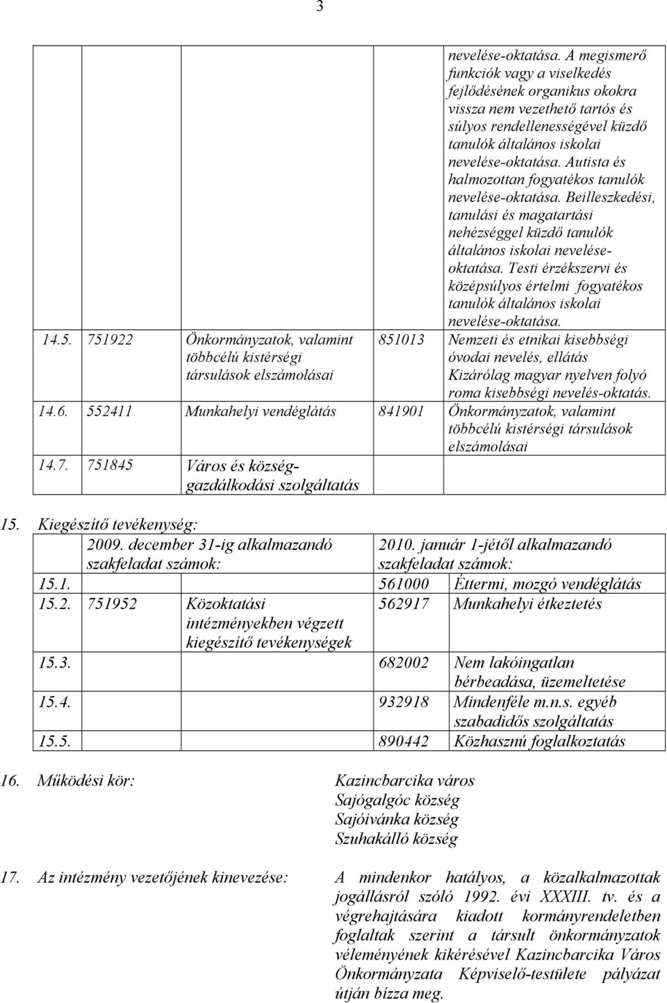 Autista és halmozottan fogyatékos tanulók nevelése-oktatása. Beilleszkedési, tanulási és magatartási nehézséggel küzdő tanulók általános iskolai neveléseoktatása.