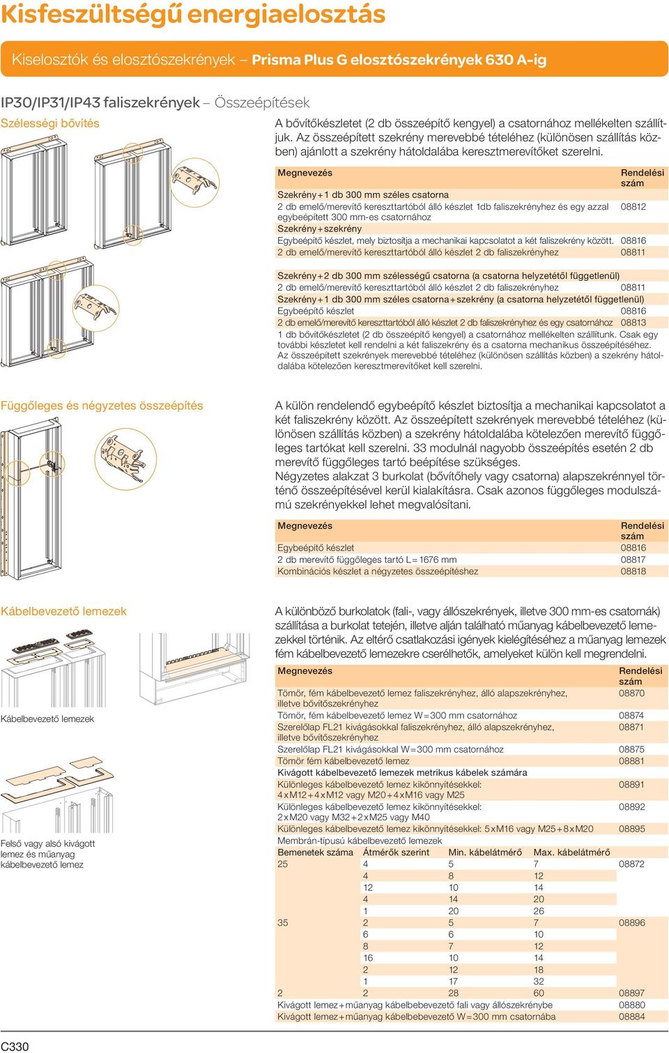 Rendelési szám Szekrény + 1 db 300 mm széles csatorna 2 db emelő/merevítő kereszttartóból álló készlet 1db faliszekrényhez és egy azzal 08812 egybeépített 300 mm-es csatornához Szekrény + szekrény