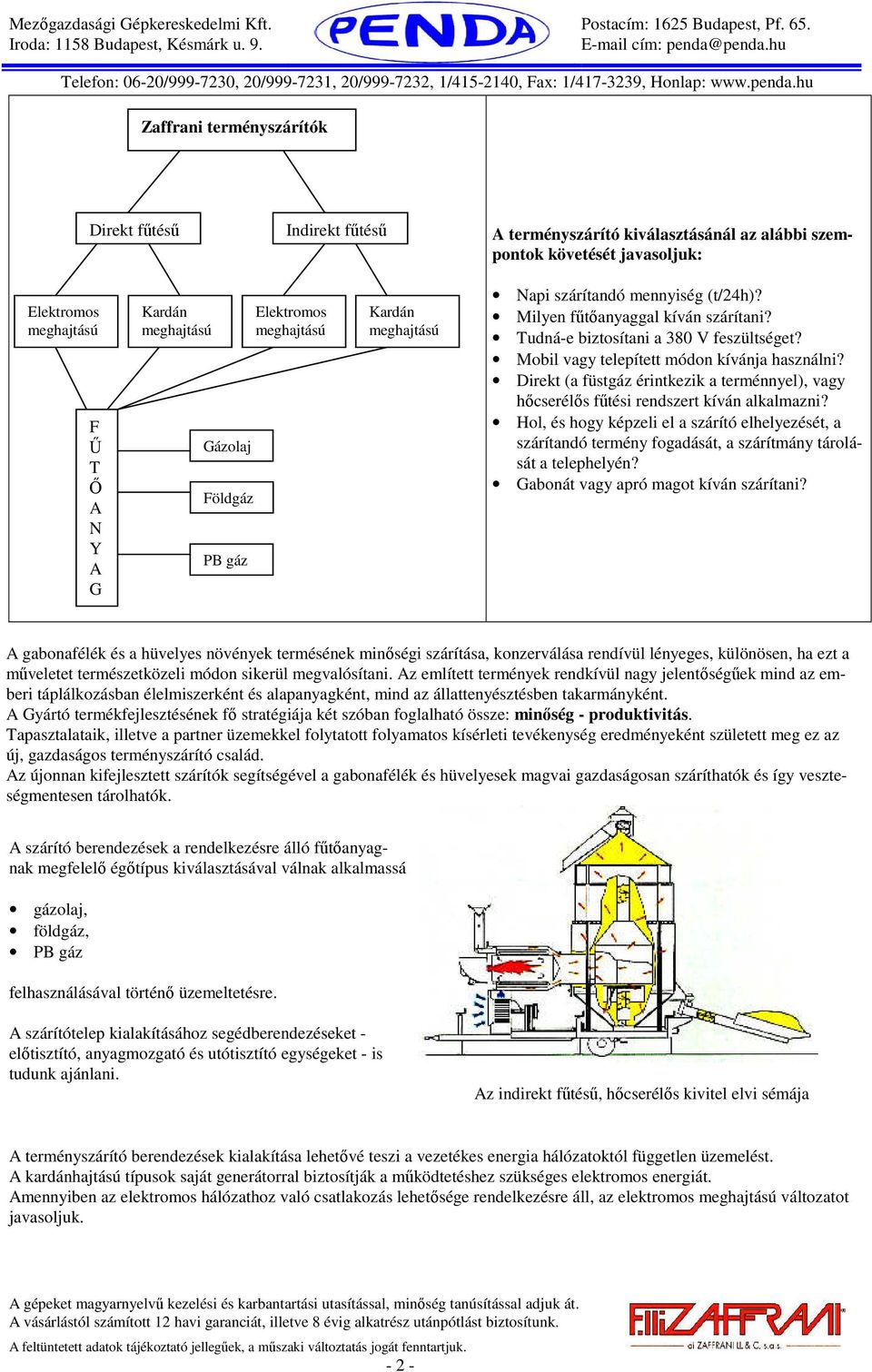 Direkt (a füstgáz érintkezik a terménnyel), vagy hőcserélős fűtési rendszert kíván alkalmazni?