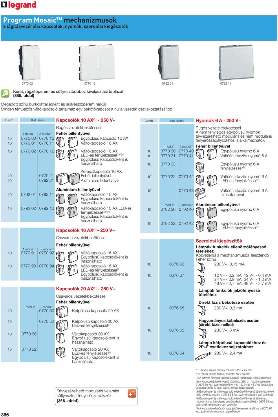 Váltókapcsoló AX 0770 02 0770 2 0770 2 0792 2 0792 0 0792 Váltókapcsoló AX LED-es fényjelzéssel(2)(3)(4) Egypólusú kapcsolóként is használható Keresztkapcsoló AX billentyűvel Alumínium billentyűvel