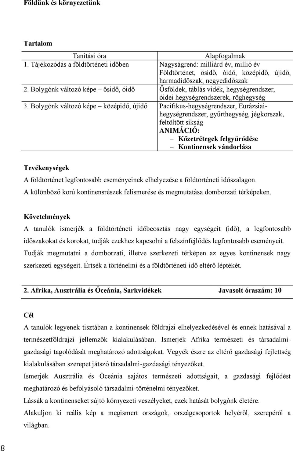 Bolygónk változó képe középidő, újidő Pacifikus-hegységrendszer, Eurázsiaihegységrendszer, gyűrthegység, jégkorszak, feltöltött síkság ANIMÁCIÓ: Kőzetrétegek felgyűrődése Kontinensek vándorlása